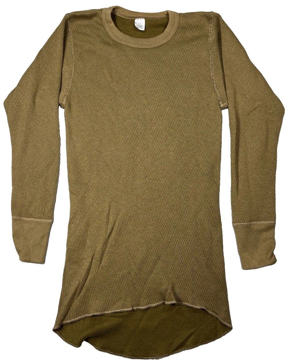Vintage Morgan Mills Arctex OD Green Waffle Thermal Long Sleeve Military Shirt M